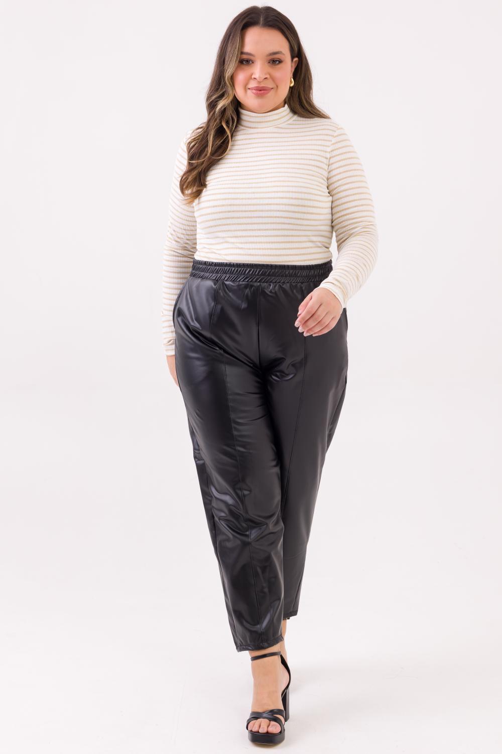 Calça Plus Size Rebeca PU Preto Cess