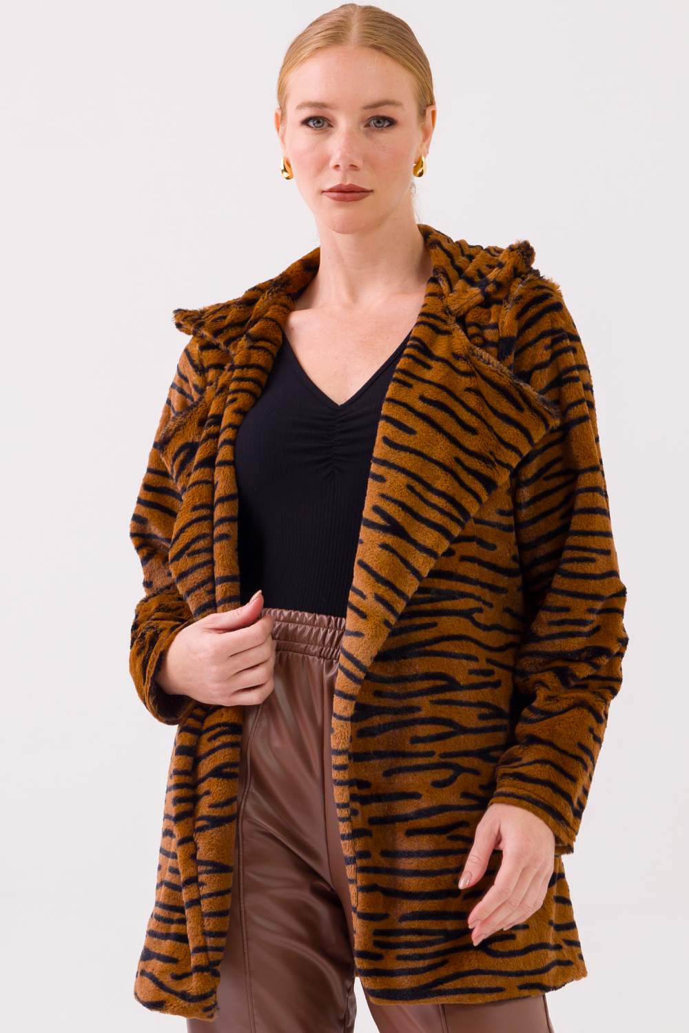 Casaco Fluffy Animal Print Cess