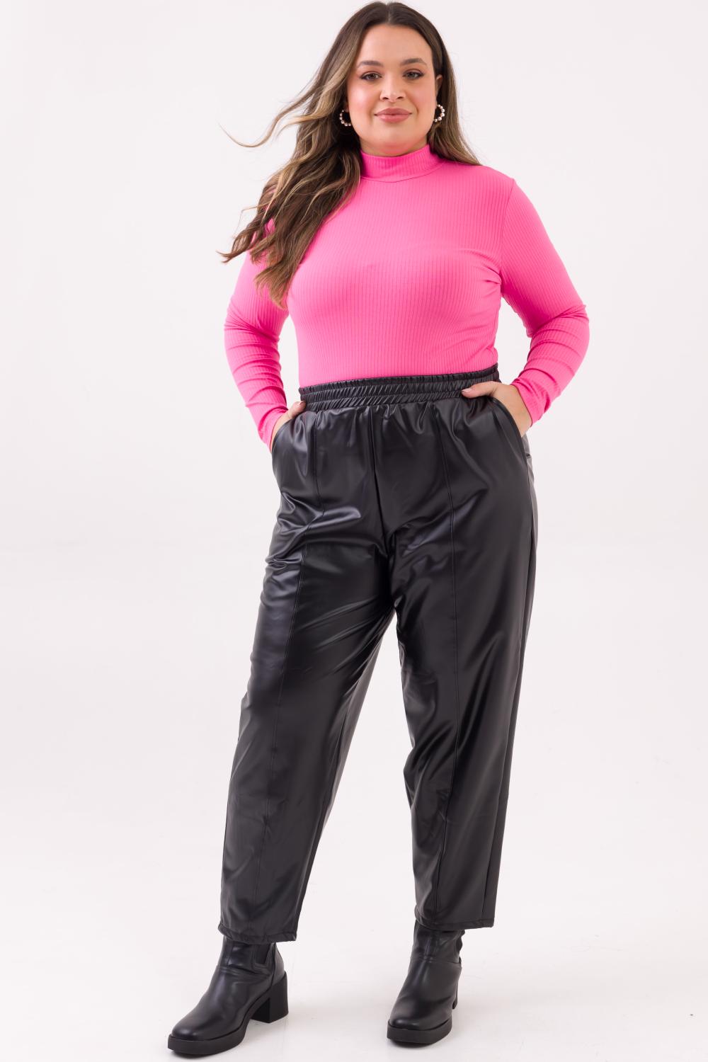 Calça Plus Size Rebeca PU Preto Cess