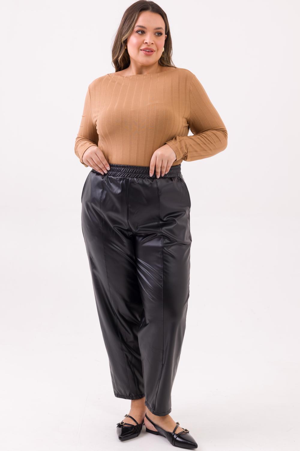 Calça Plus Size Rebeca PU Preto Cess