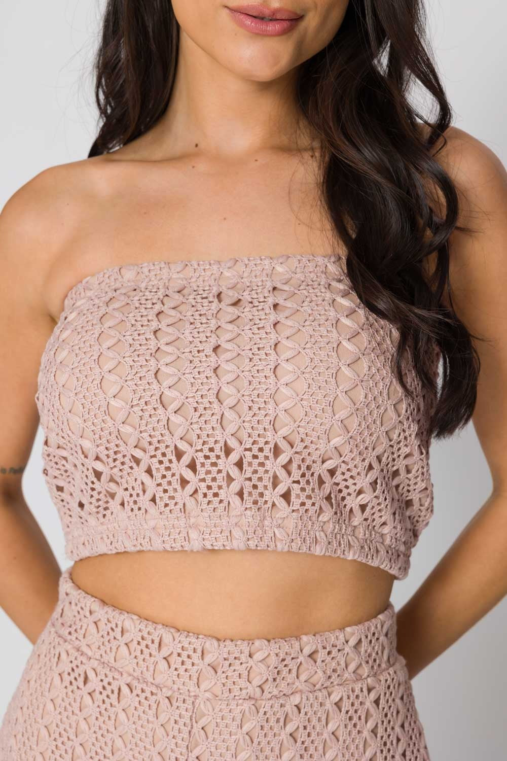 Top Faixa Marina Tricot Rose Cess