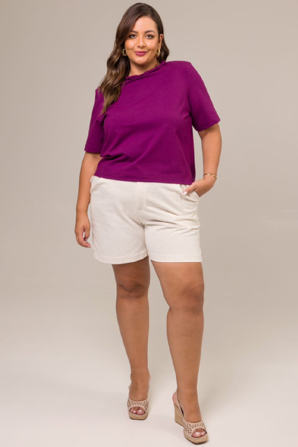 Blusa Plus Size Algodão Com Elastano Vera Roxo Cess