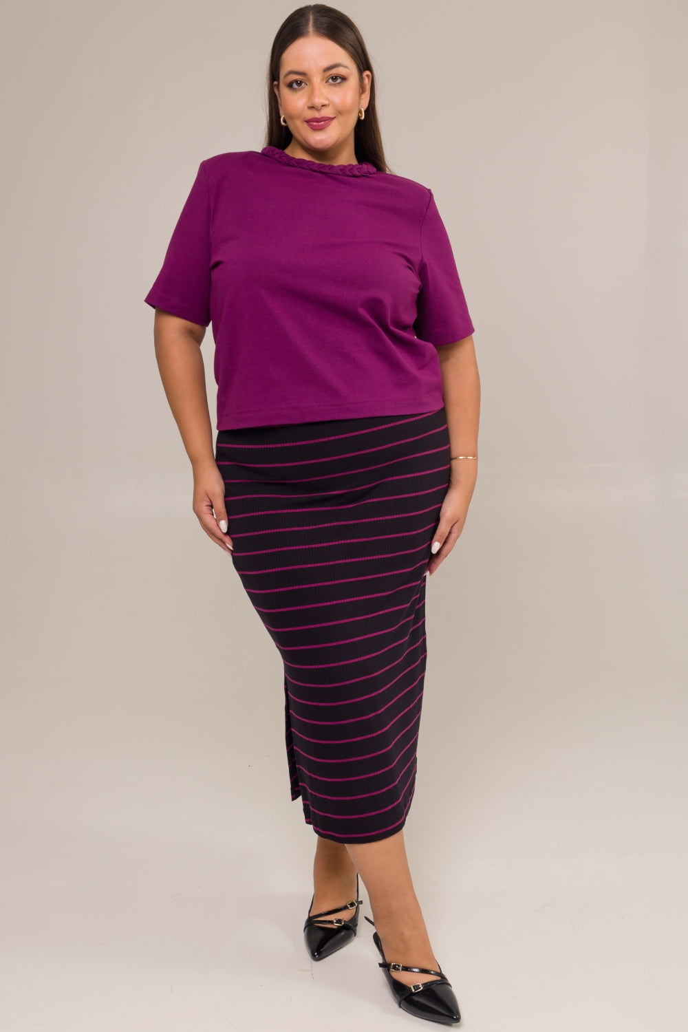 Blusa Plus Size Algodão Com Elastano Vera Roxo Cess