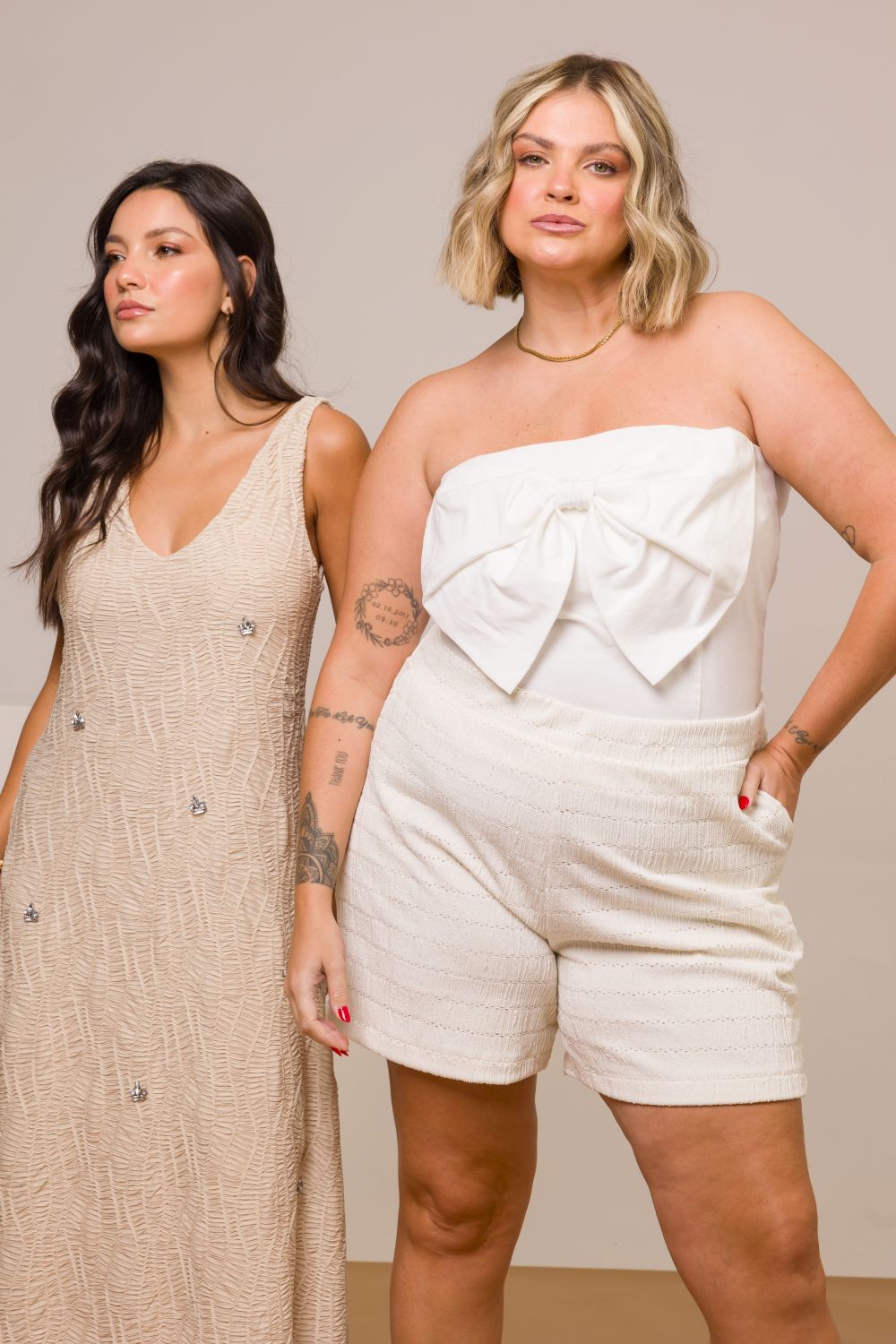 Bermuda Plus Size Cris com Textura e Laise Off White Cess