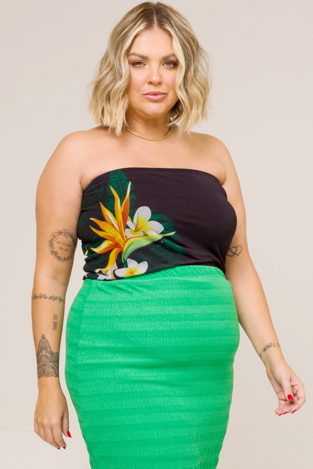 Top Faixa Plus Size Elis Tule Estampado Cess