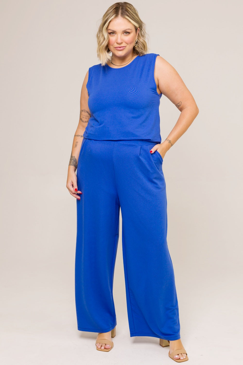 Calça Pantalona Plus Size Leticia Azul Cess