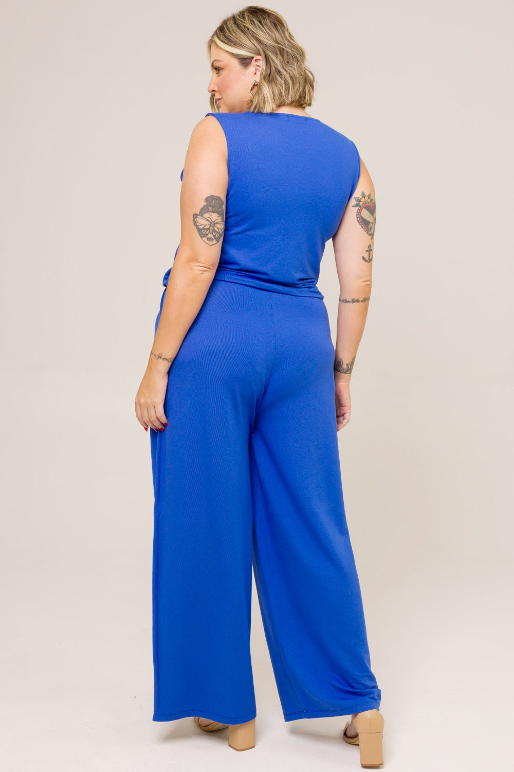 Calça Pantalona Plus Size Leticia Azul Cess