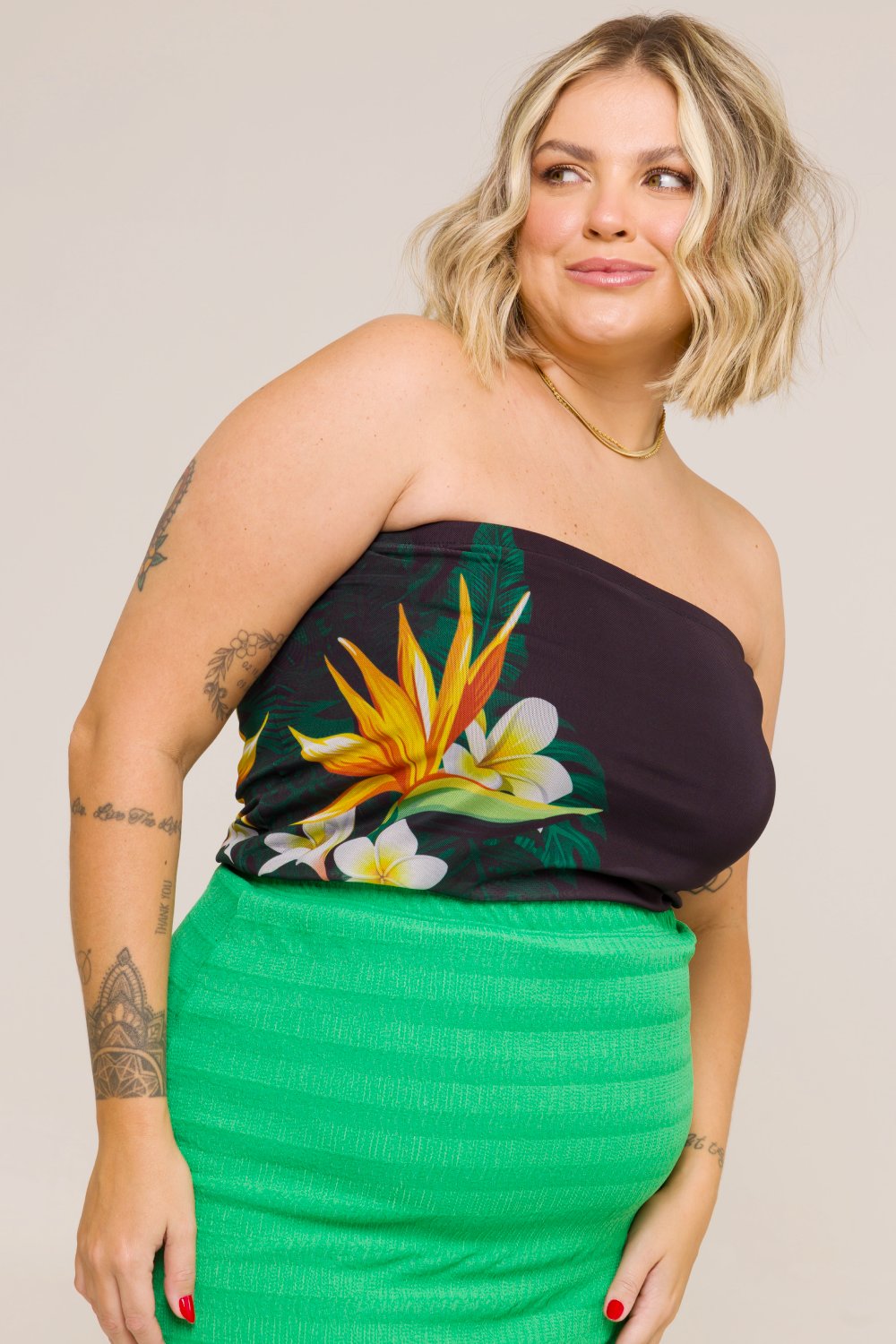 Top Faixa Plus Size Elis Tule Estampado Cess