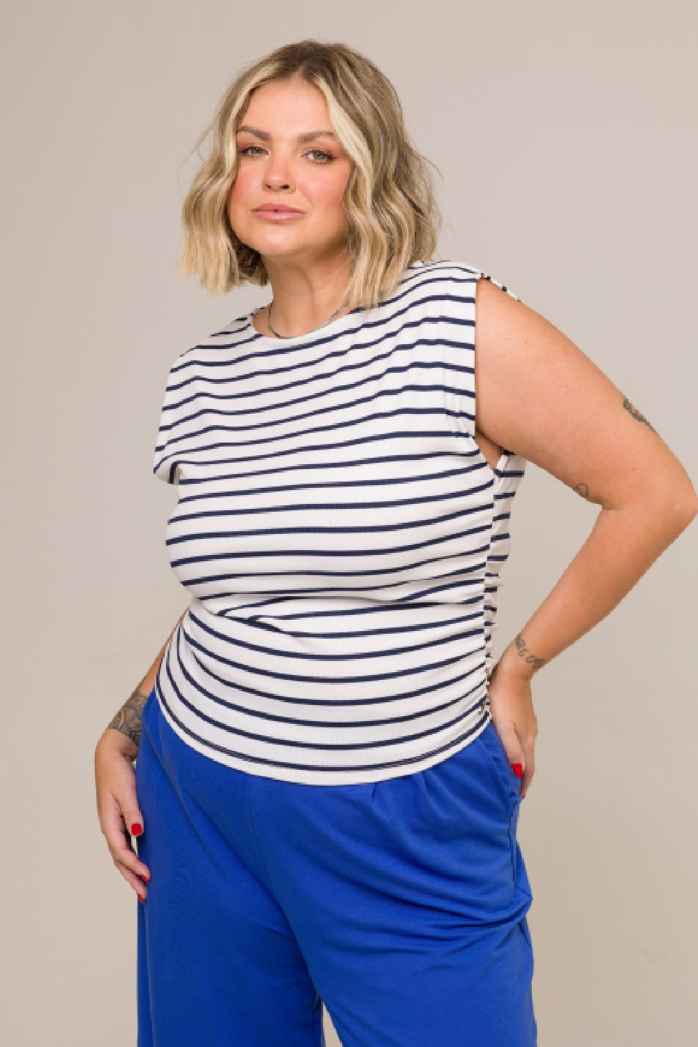 Blusa Drapeada Plus Size Ariel Listrada Cess