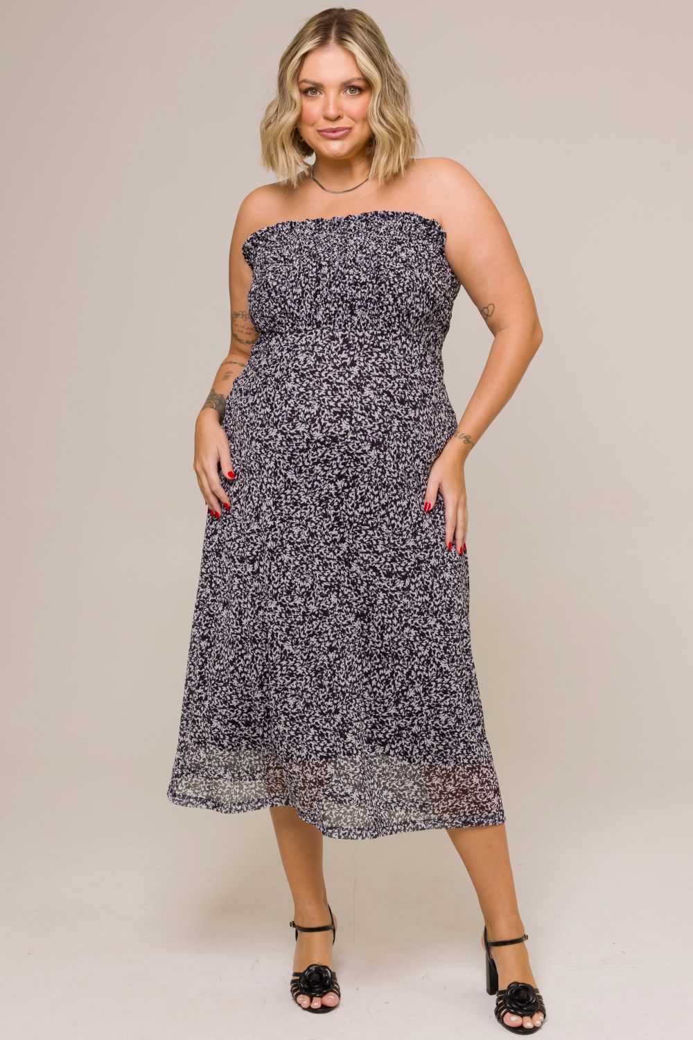 Vestido Midi Plus Size Duda Estampado Cess