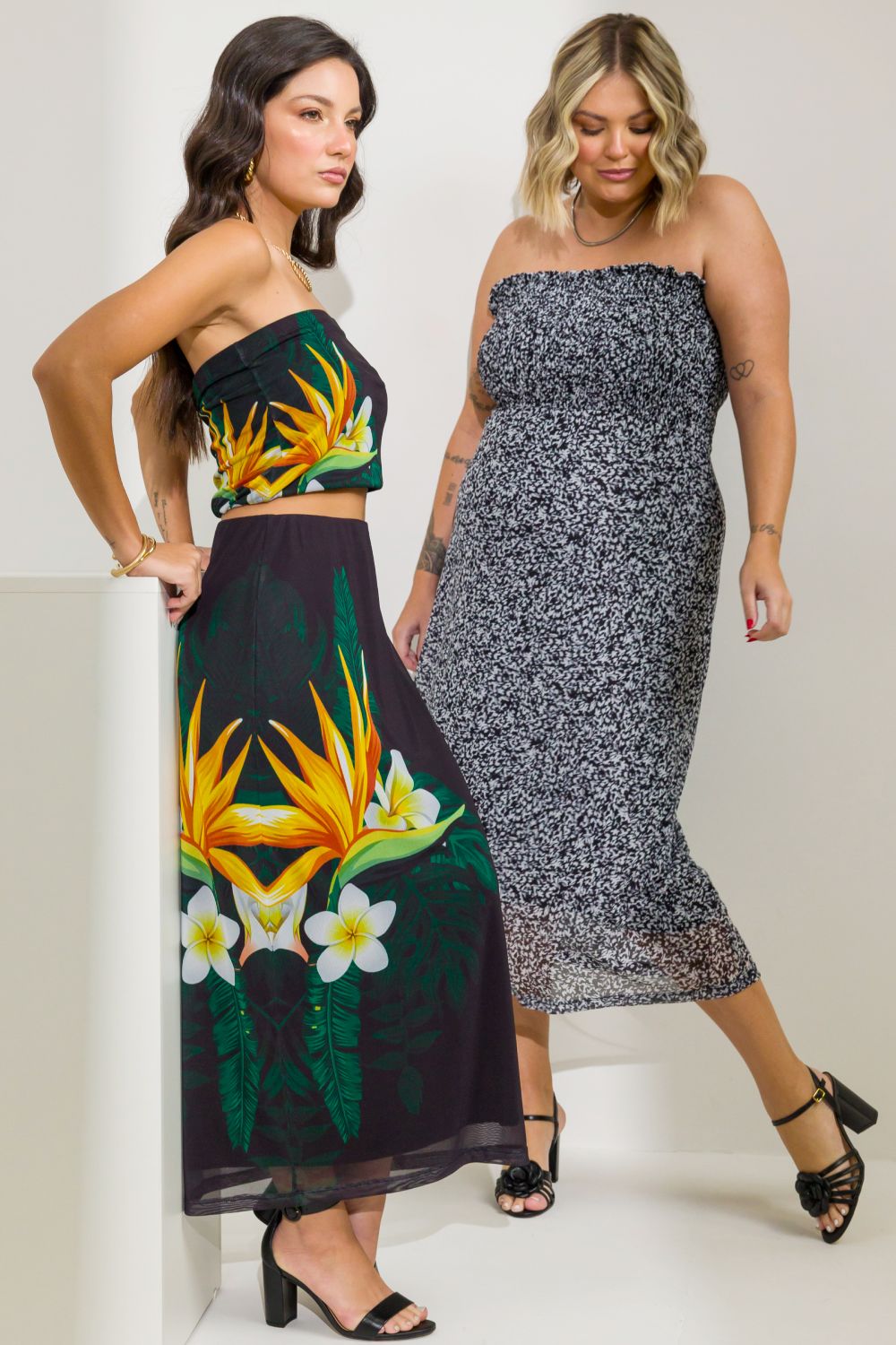 Top Faixa Plus Size Elis Tule Estampado Cess