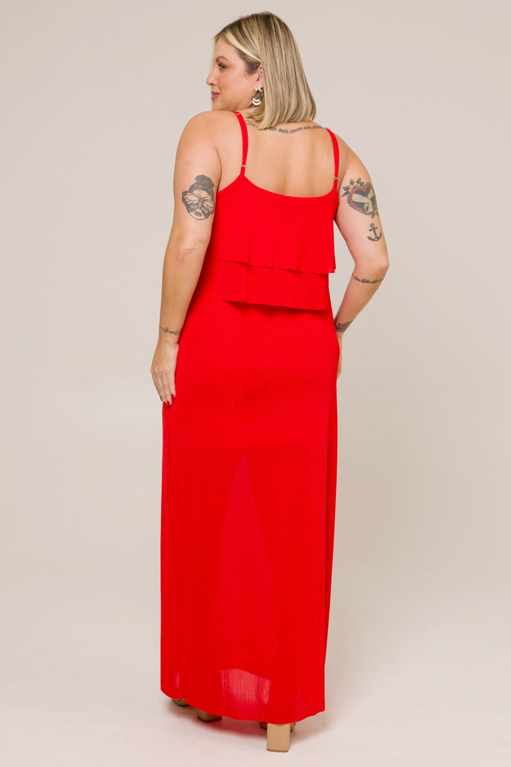 Vestido Longo Plus Size Heloisa Vermelho Cess