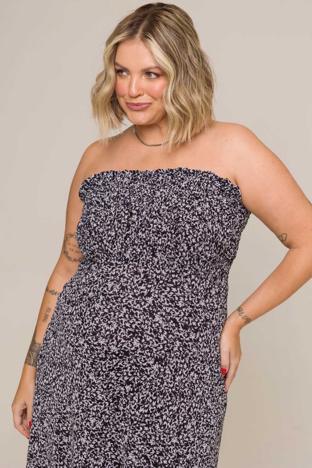 Vestido Midi Plus Size Duda Estampado Cess