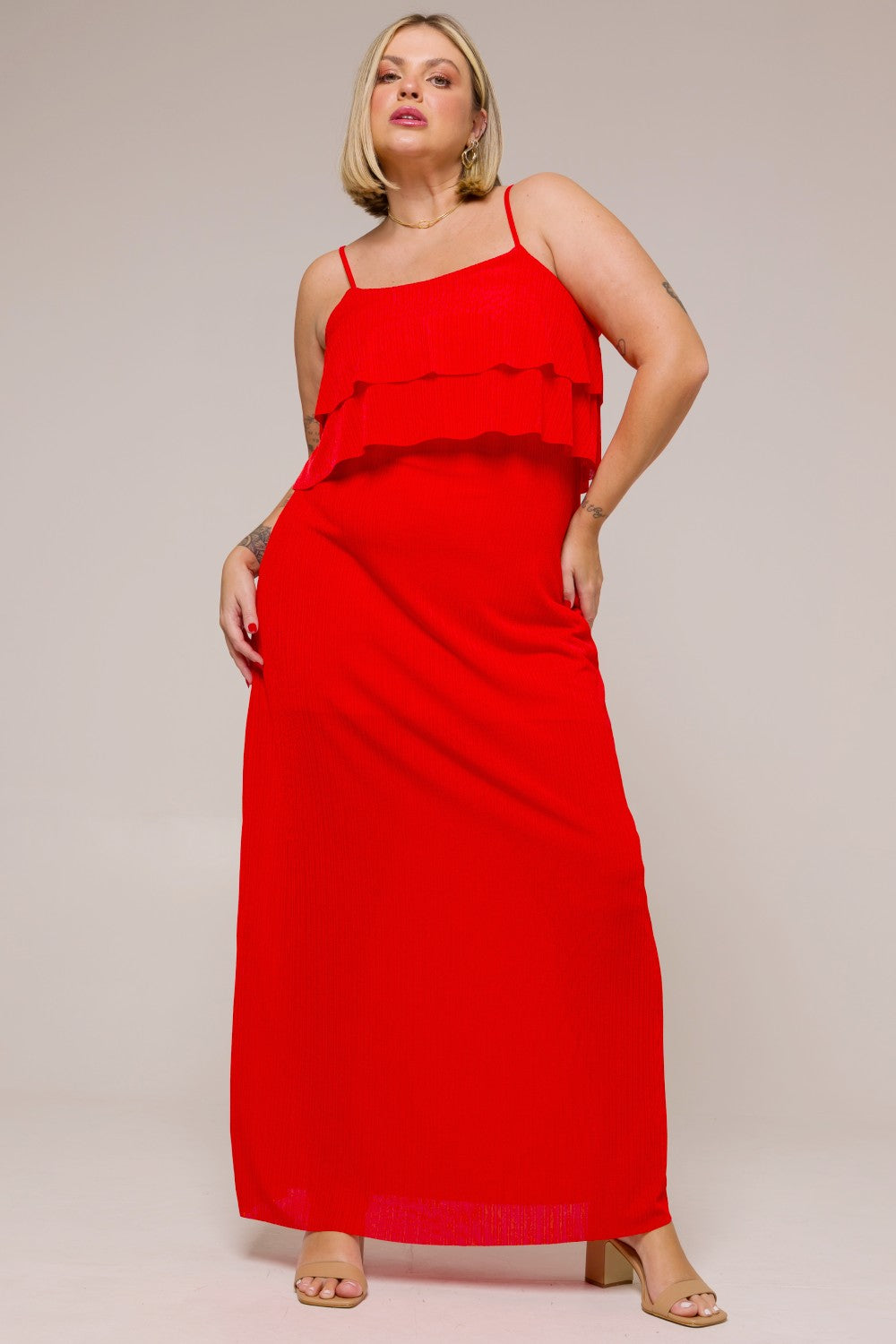 Vestido Longo Plus Size Heloisa Vermelho Cess