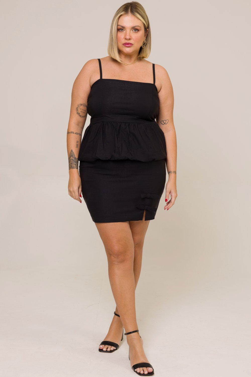 Blusa Plus Size Balonê Flora Preta Cess