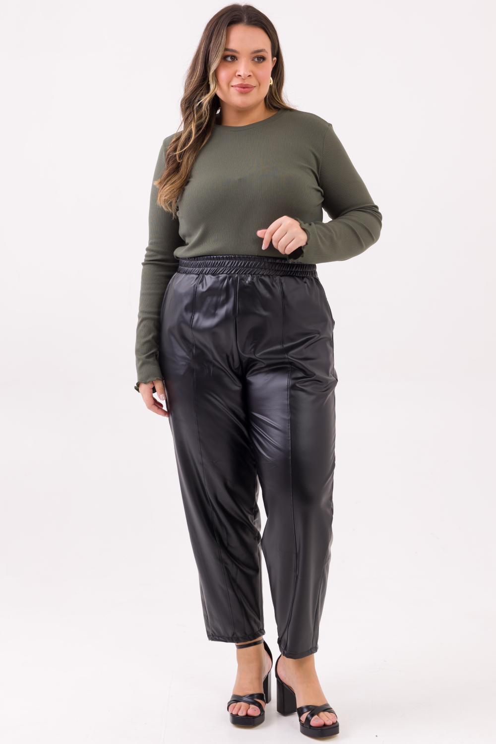 Calça Plus Size Rebeca PU Preto Cess