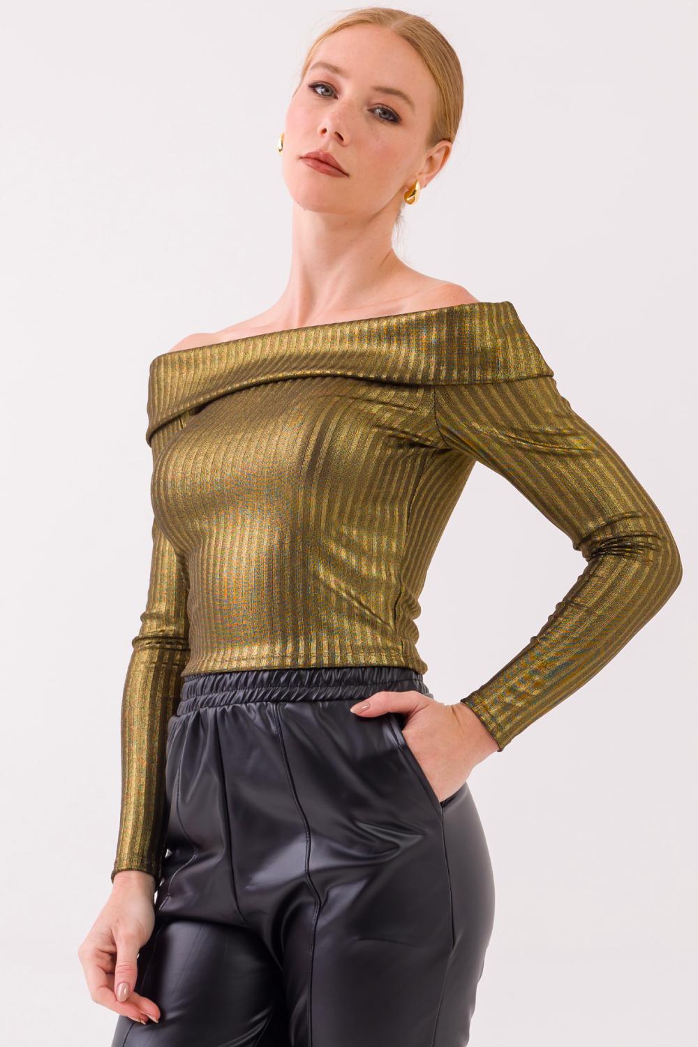 Blusa Áurea Canelado Dourado Cess