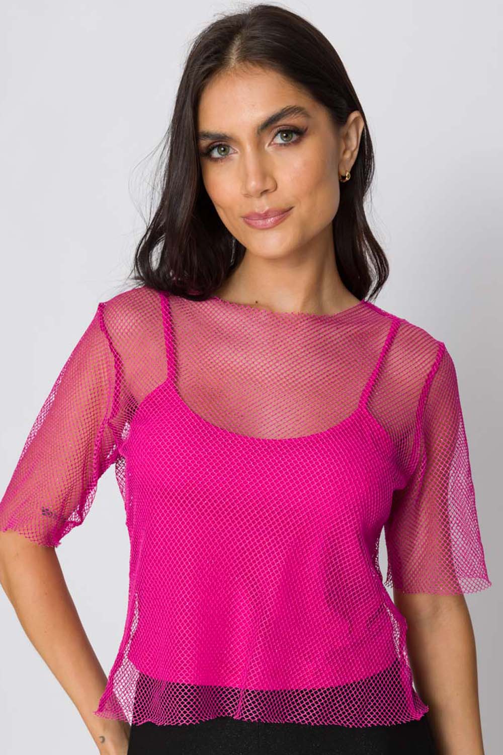 Blusa Cropped Tela Bela Rosa Cess