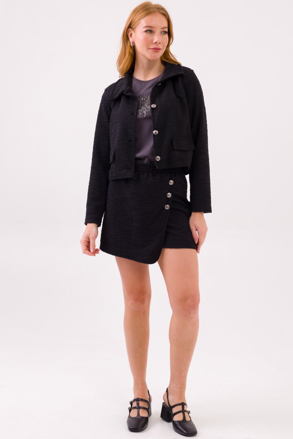 Blazer Jessy Tweed Preto Cess