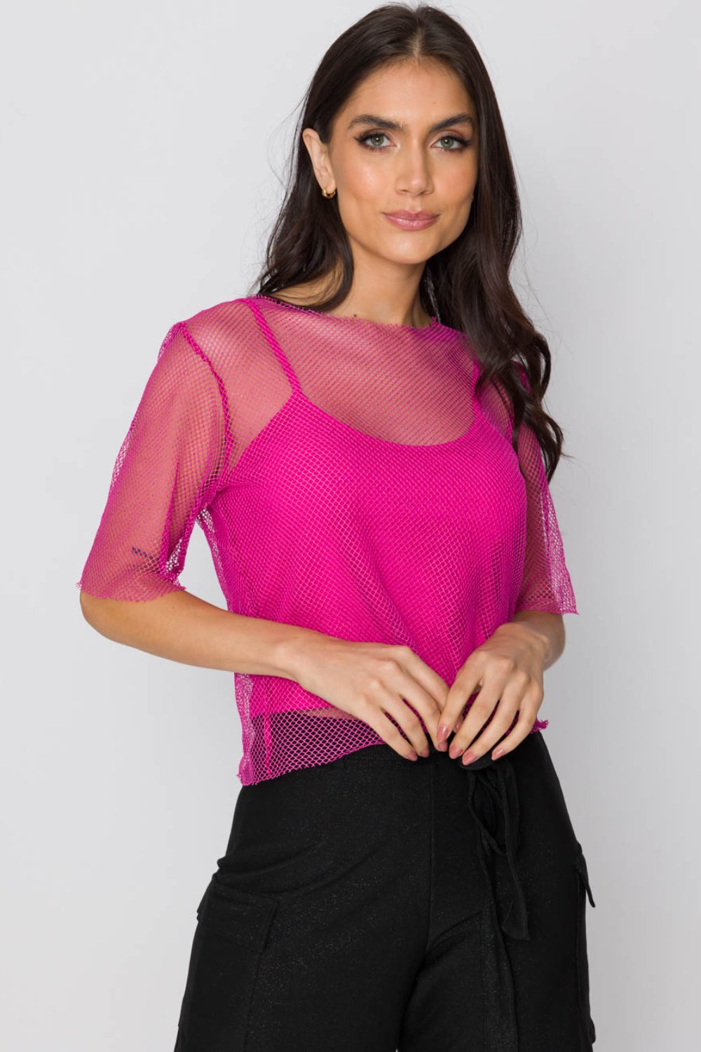 Blusa Cropped Tela Bela Rosa Cess