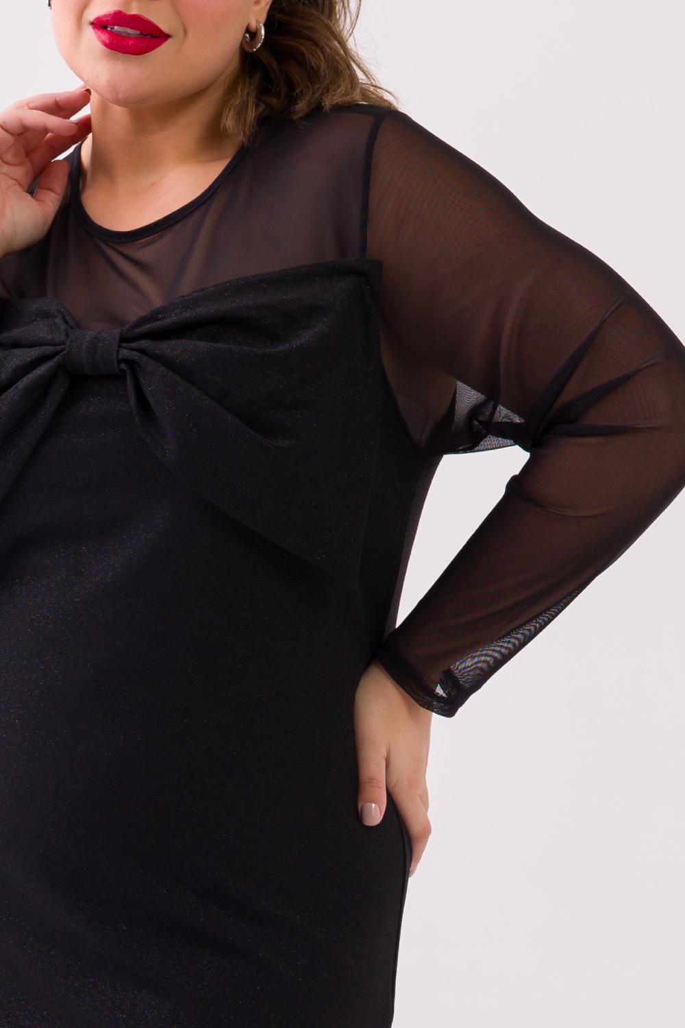 Vestido Curto Plus Size Sophia Laço e Brilho Preto Cess