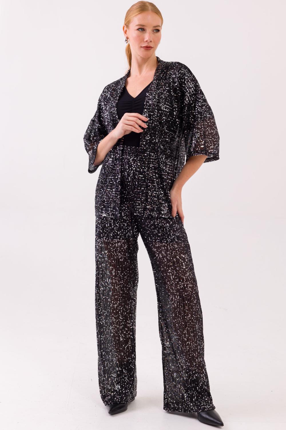 Kimono Paetê Isadora Preto Cess