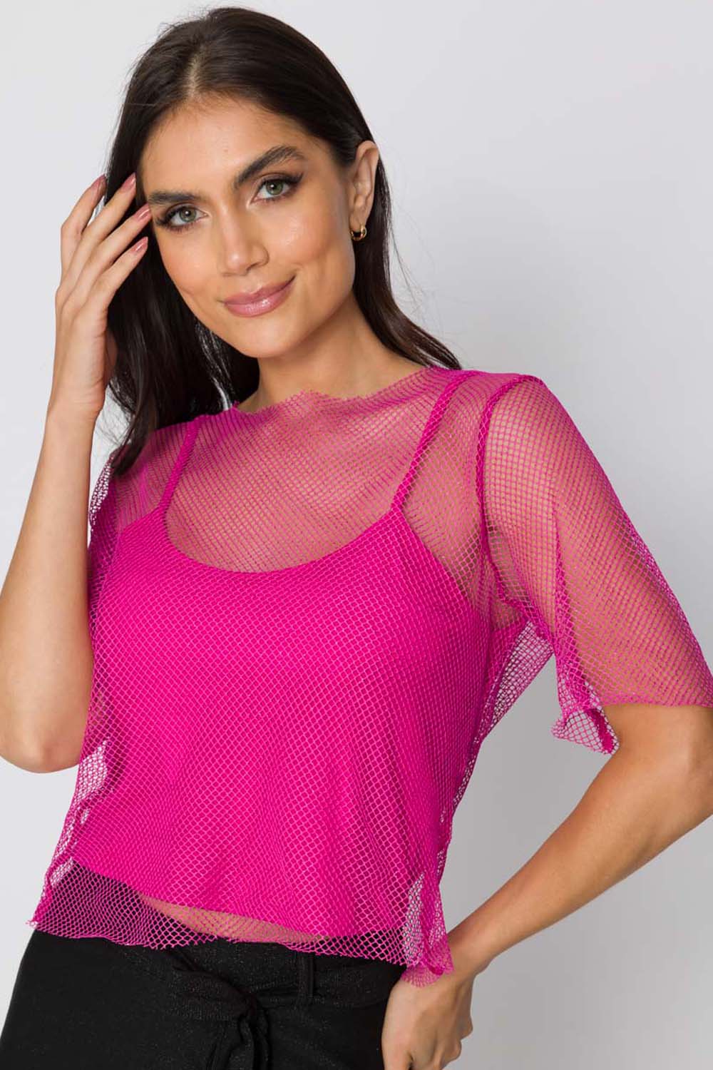 Blusa Cropped Tela Bela Rosa Cess