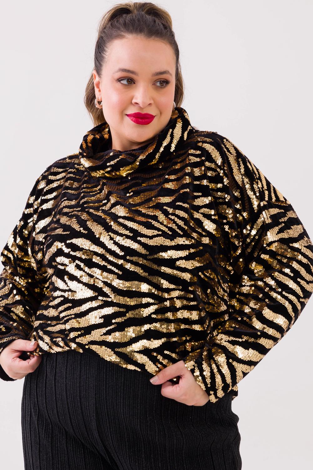 Blusa Plus Size Paetê Camila Cess