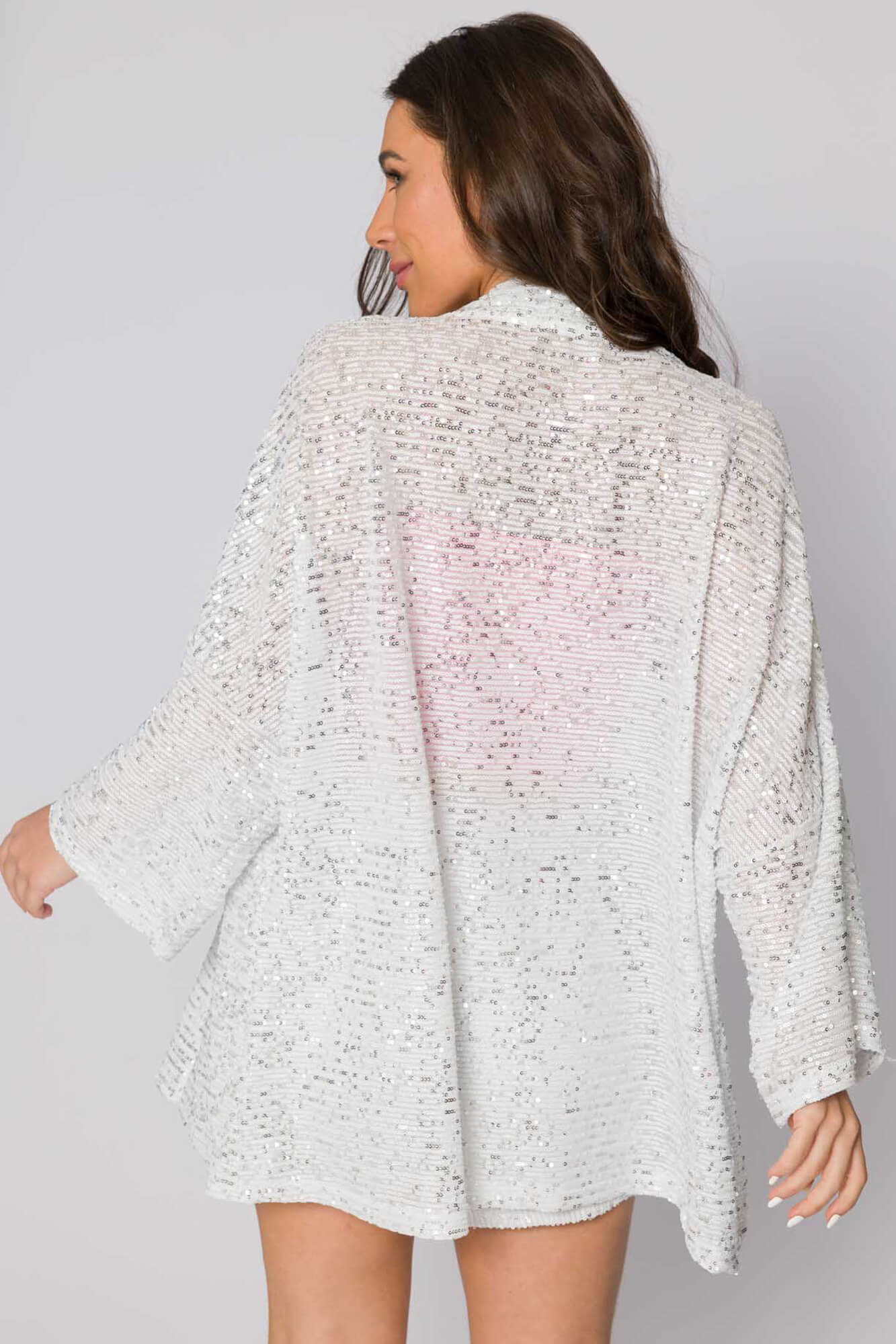 Kimono Paetê Isadora Branco Cess